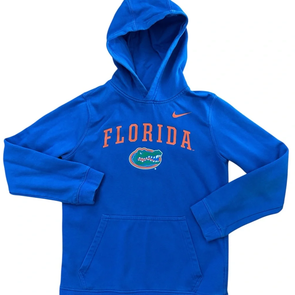 Nike Florida Gators Youth Boys Hoodie Size Large Blue‎ & Orange Gator Football